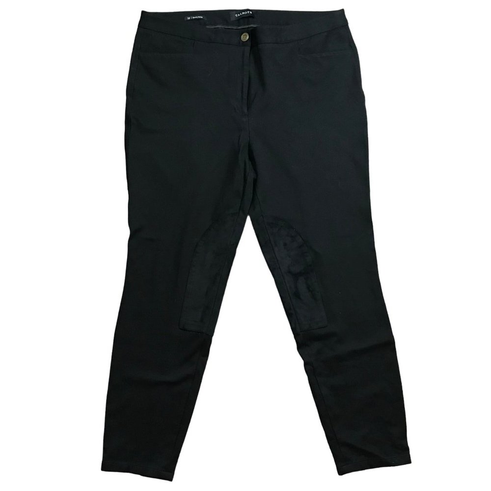 Talbots‎ Black Dalton Pants Faux Suede Patch Skinny Ankle Women's Size 12 NEW